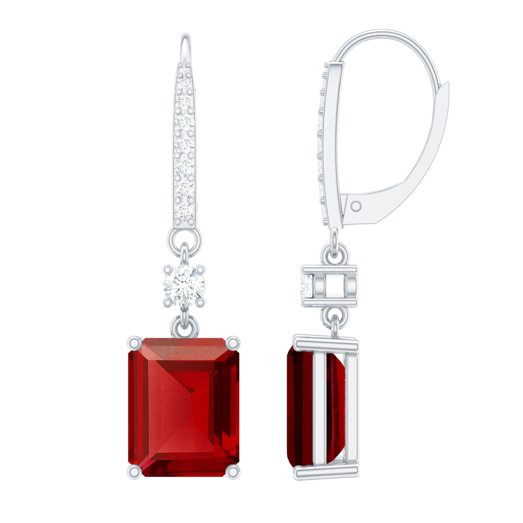 Lab Created Ruby Wedding Earrings for Brides in Silver