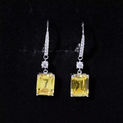 Lab Grown Yellow Sapphire Teardrop Dangle Earrings for Women