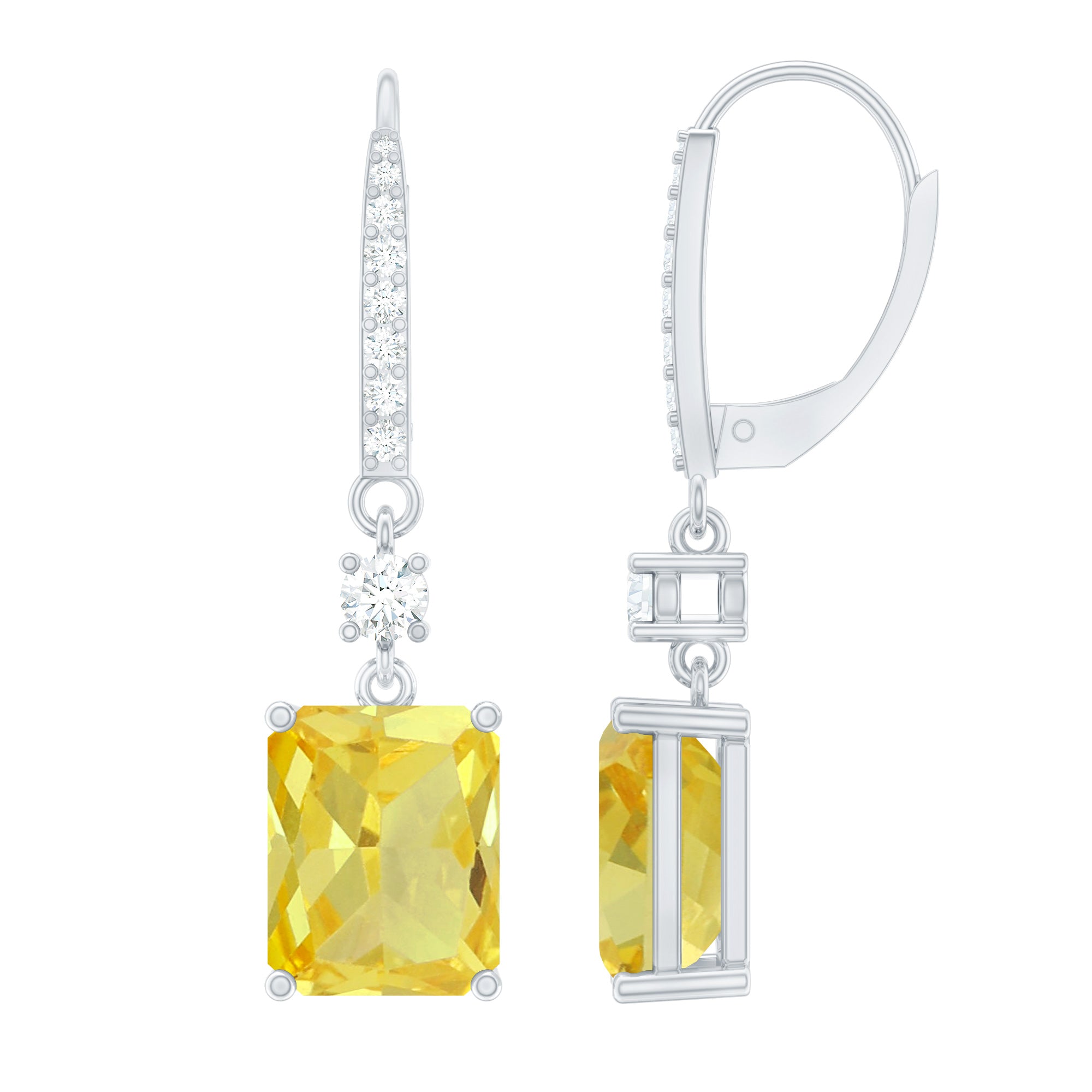 Lab Grown Yellow Sapphire Teardrop Dangle Earrings for Women