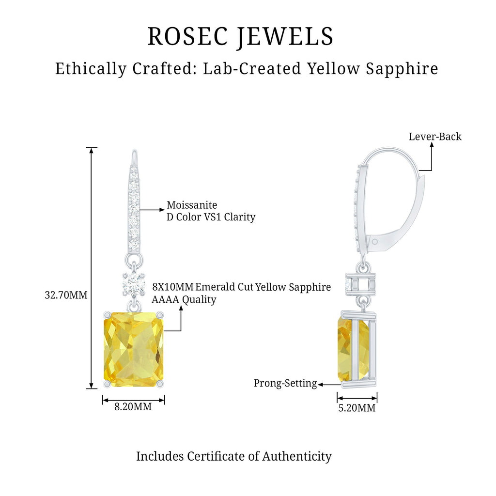 Lab Grown Yellow Sapphire Teardrop Dangle Earrings for Women