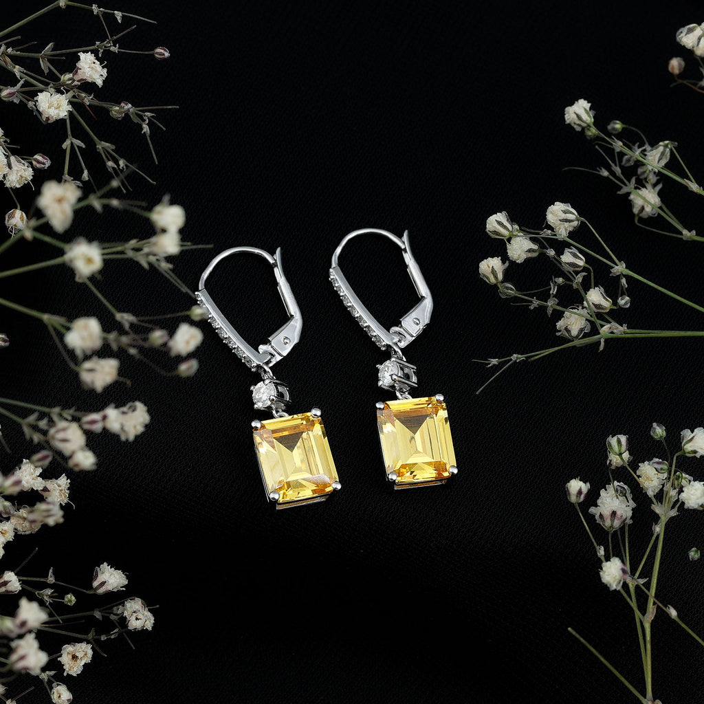 Lab Grown Yellow Sapphire Teardrop Dangle Earrings for Women