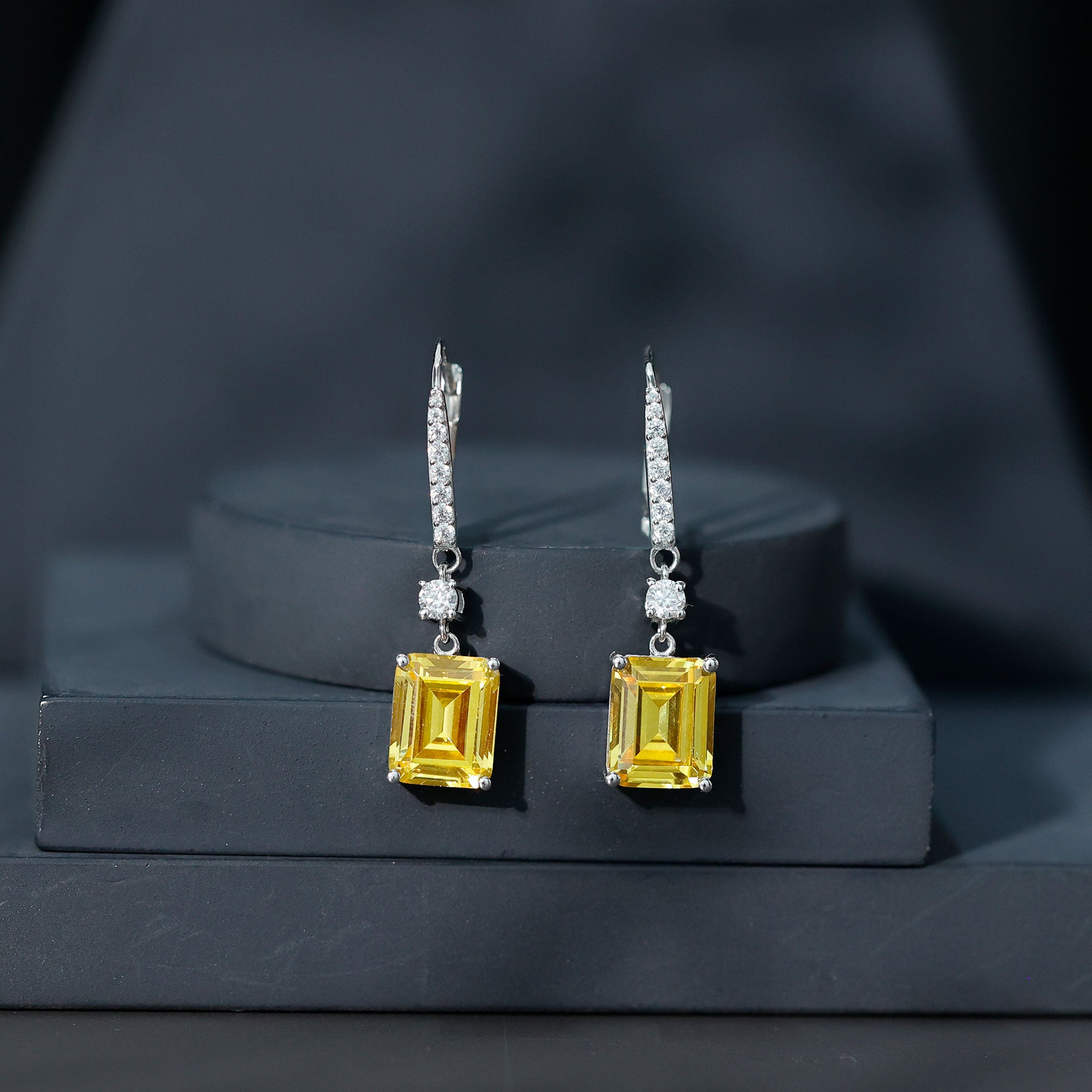 Lab Grown Yellow Sapphire Teardrop Dangle Earrings for Women