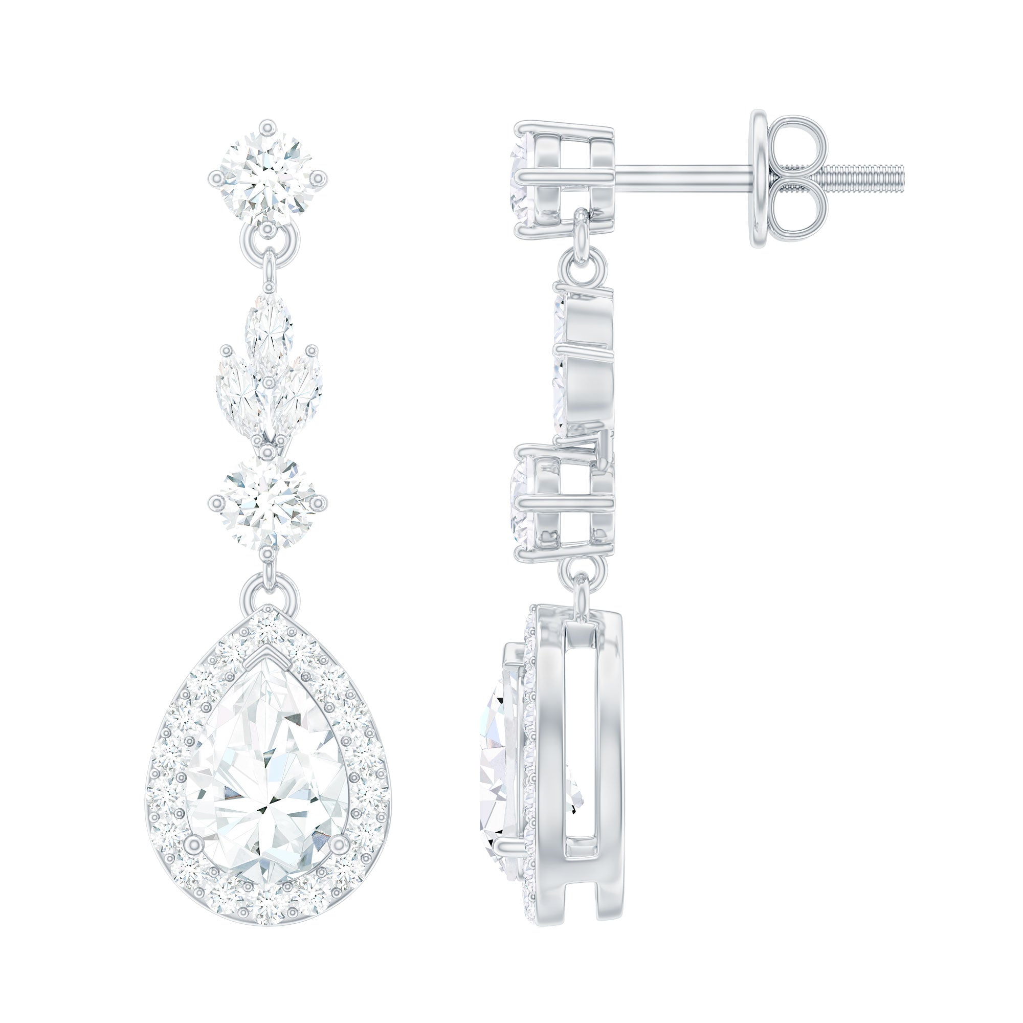 Certified Moissanite Wedding Dangling Earrings