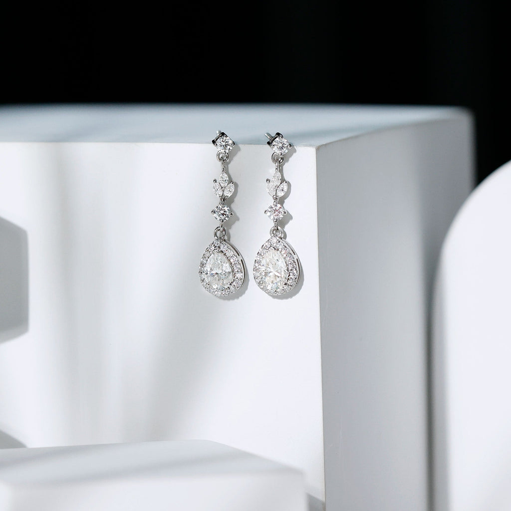 Certified Moissanite Wedding Dangling Earrings