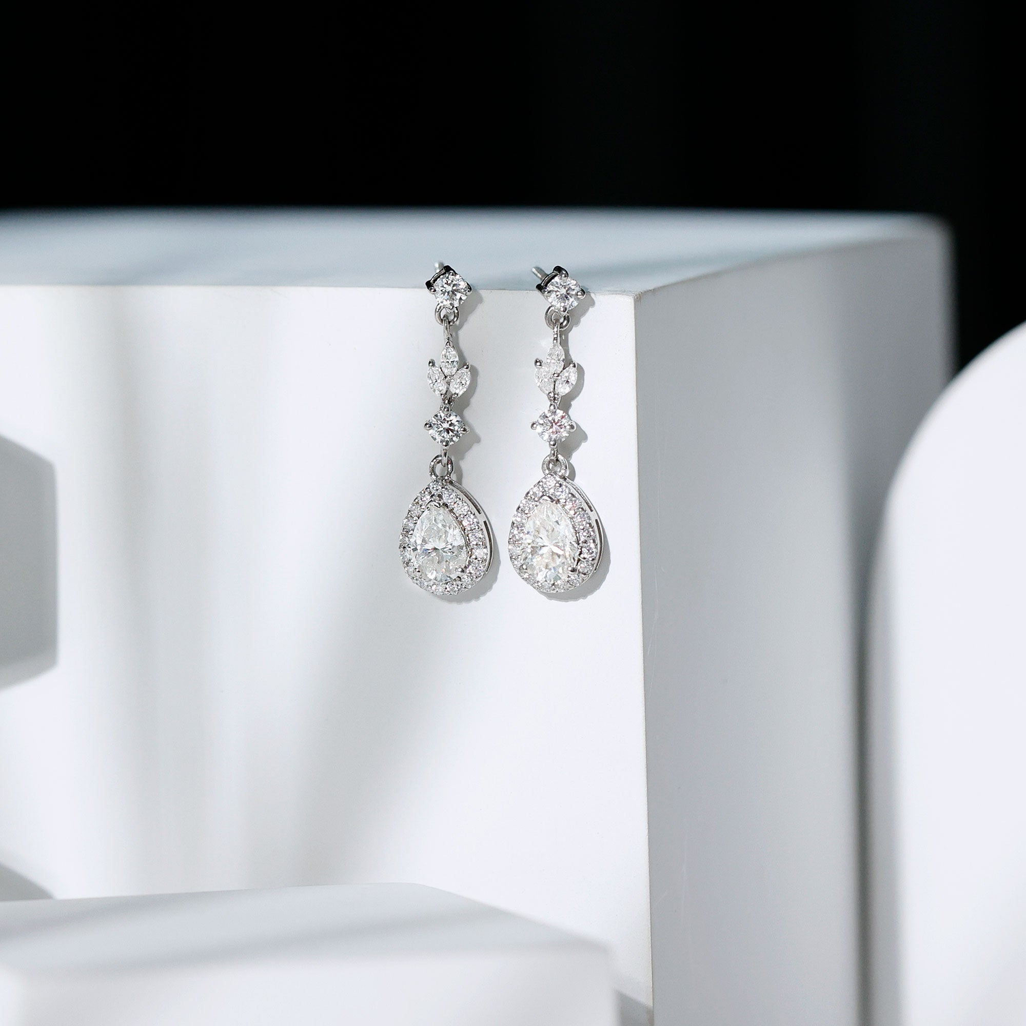 Certified Moissanite Wedding Dangling Earrings