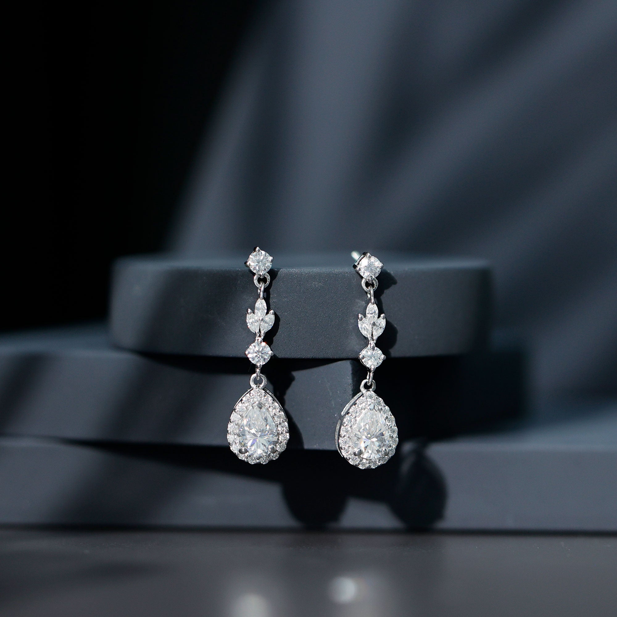 Certified Moissanite Wedding Dangling Earrings