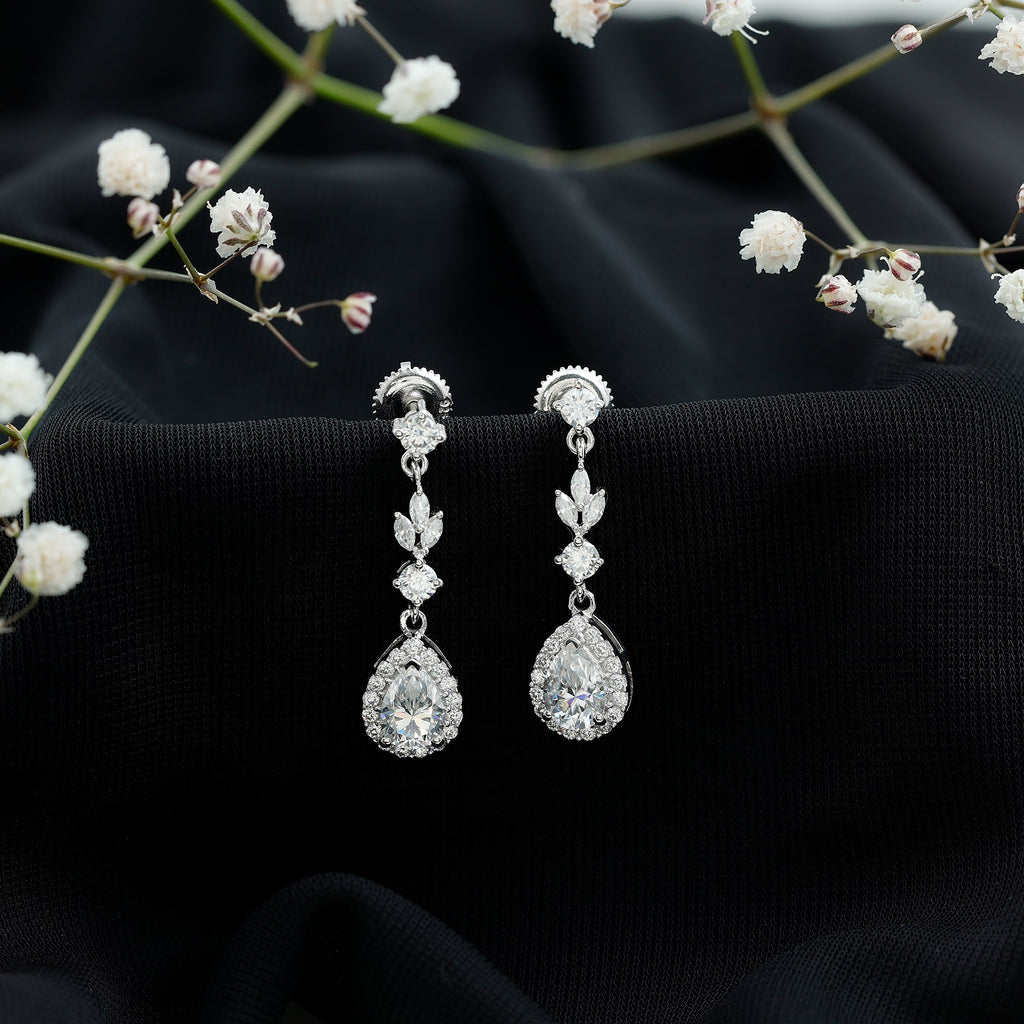 Certified Moissanite Wedding Dangling Earrings