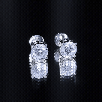 Solitaire 7 MM Cubic Zirconia Stud Earrings with Screw Back