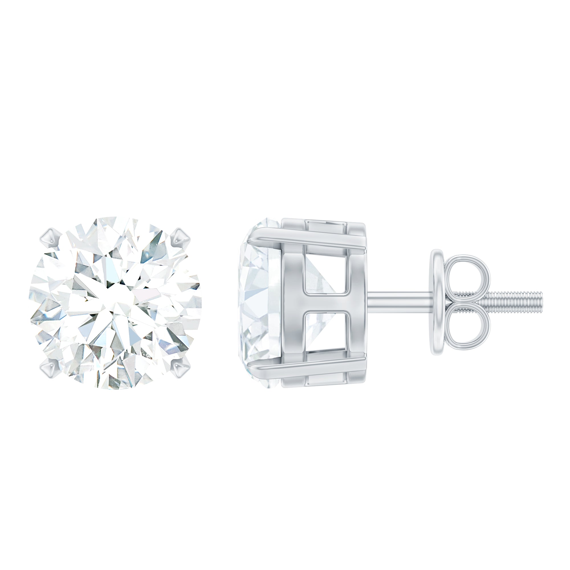 Solitaire 7 MM Cubic Zirconia Stud Earrings with Screw Back