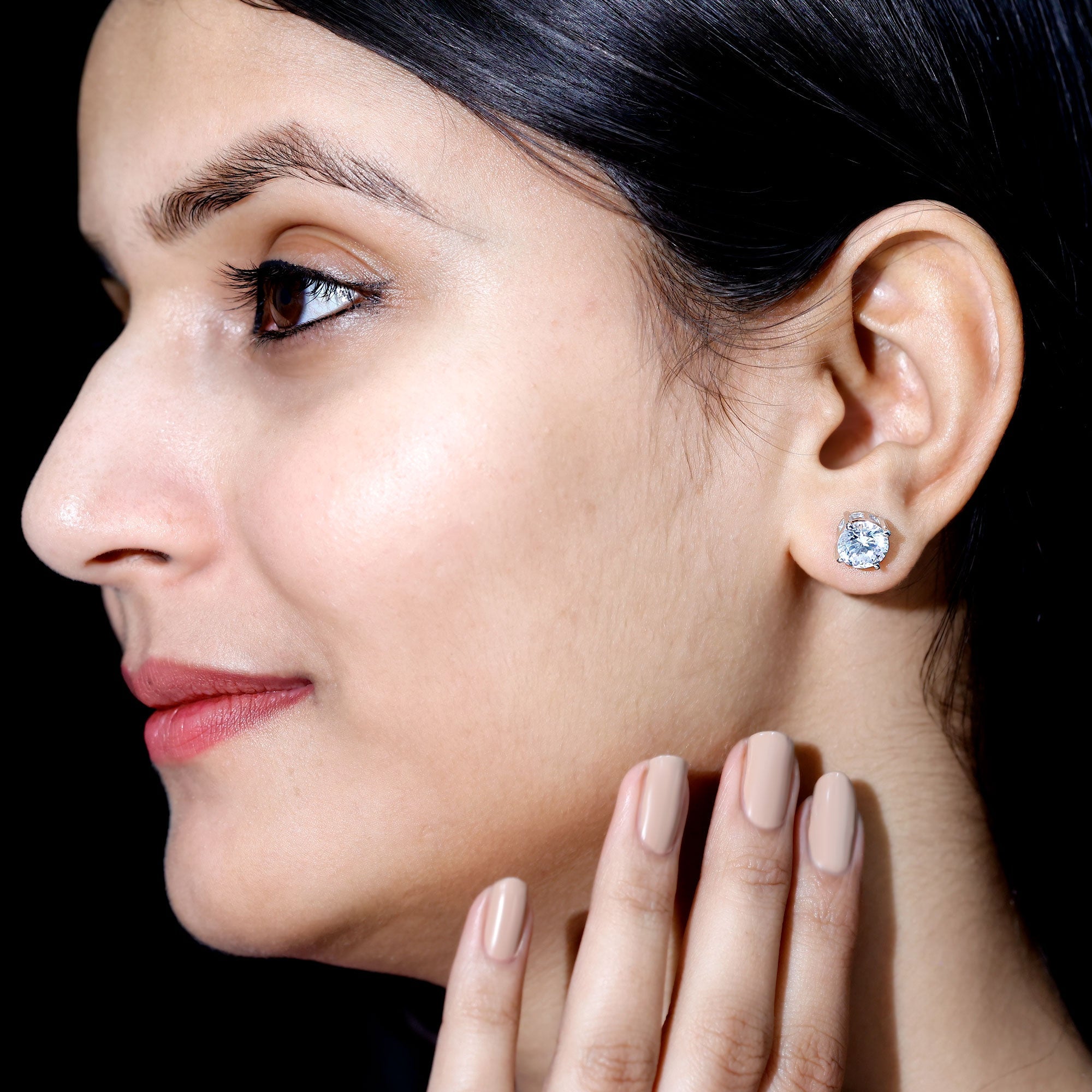 Solitaire 7 MM Cubic Zirconia Stud Earrings with Screw Back