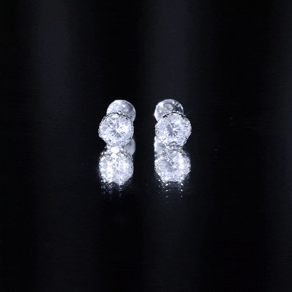 Crown Set 6 MM Round Zircon Solitaire Stud Earrings in Silver