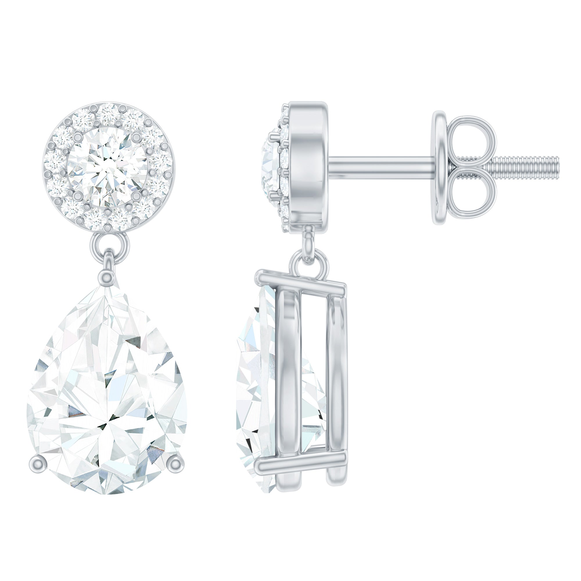 Certified 7X9 MM Zirconia Pear Drop Earrings for Wedding
