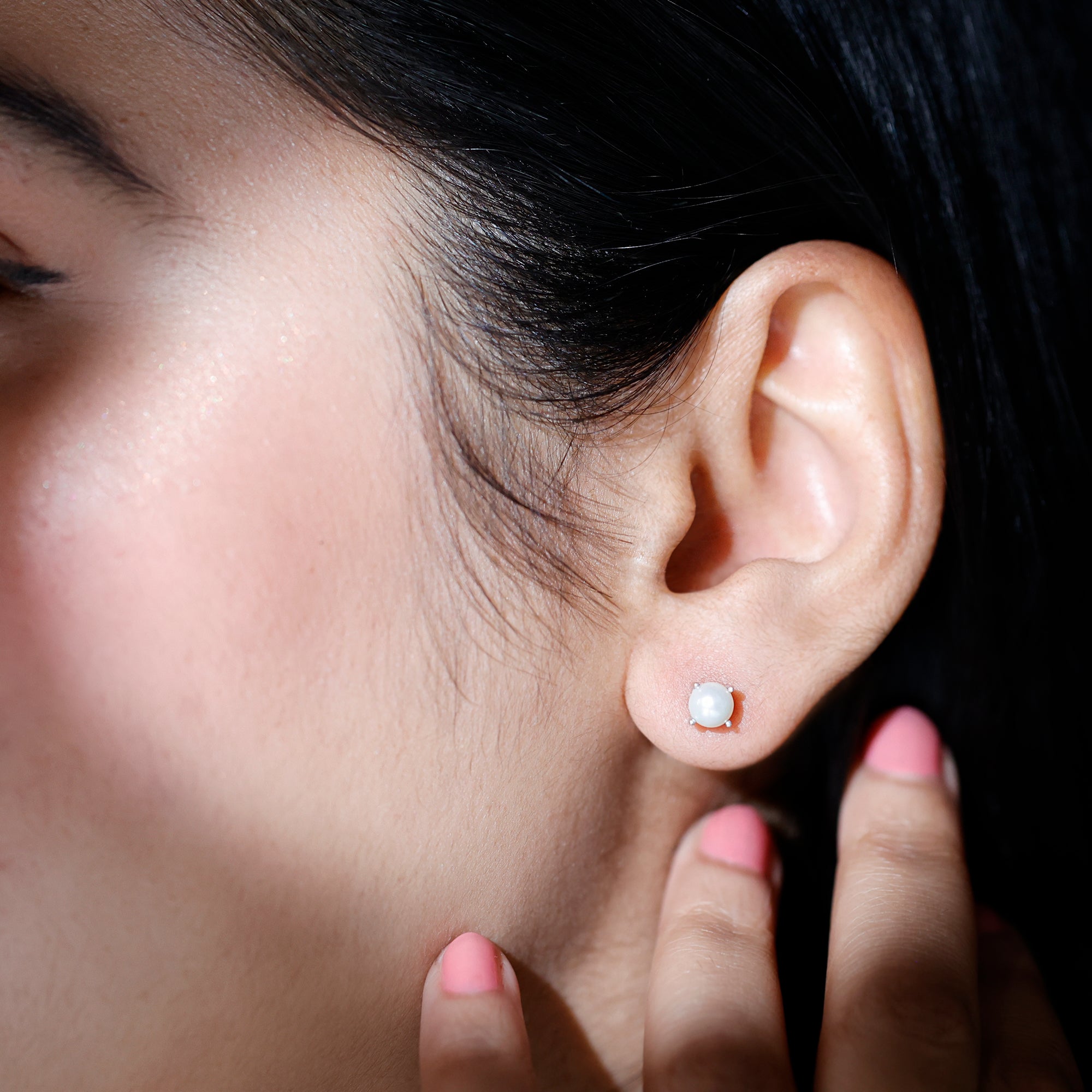 Genuine Handpicked Freshwater Pearl Stud Earrings with Screw Back