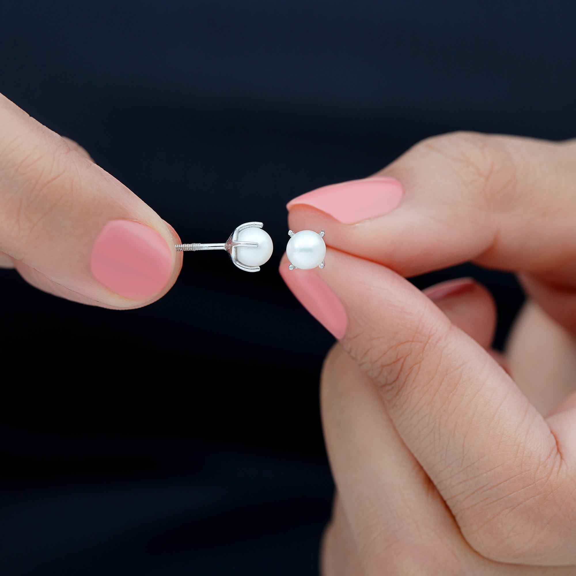 Genuine Handpicked Freshwater Pearl Stud Earrings with Screw Back