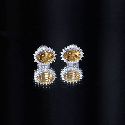 Oval Shaped 6X8 MM Citrine Moissanite Stud Earrings