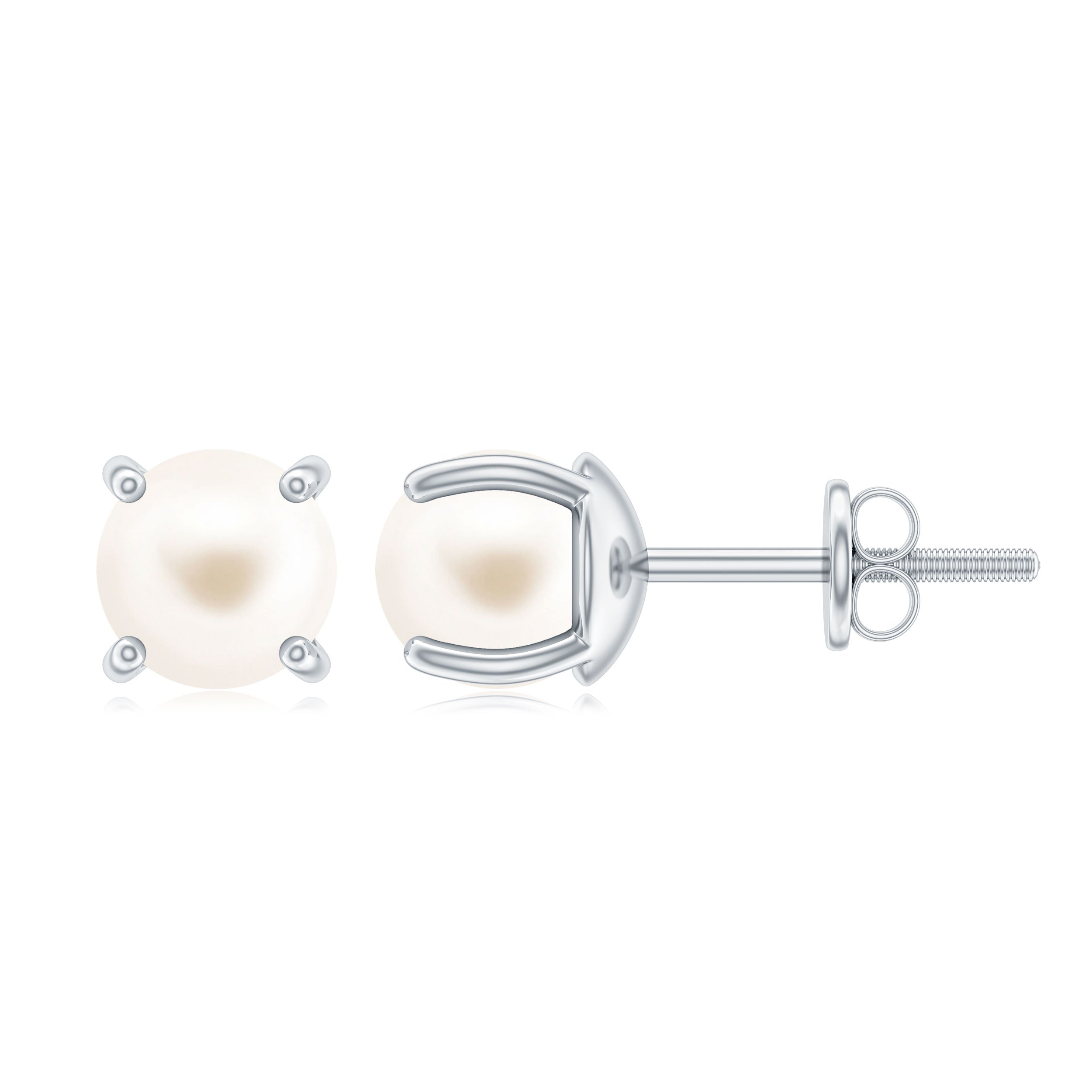 Solitaire Cultured Pearl Stud Earrings with Screw Backs