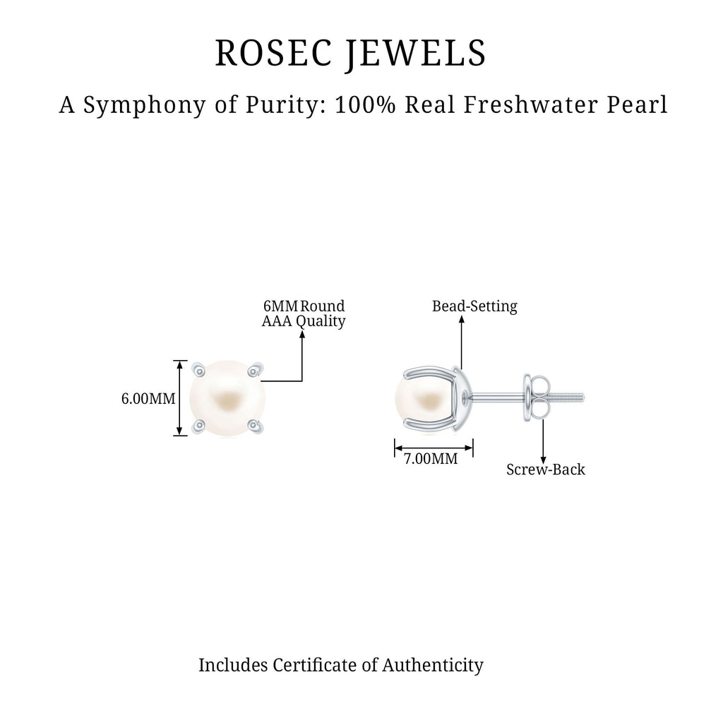 Solitaire Cultured Pearl Stud Earrings with Screw Backs