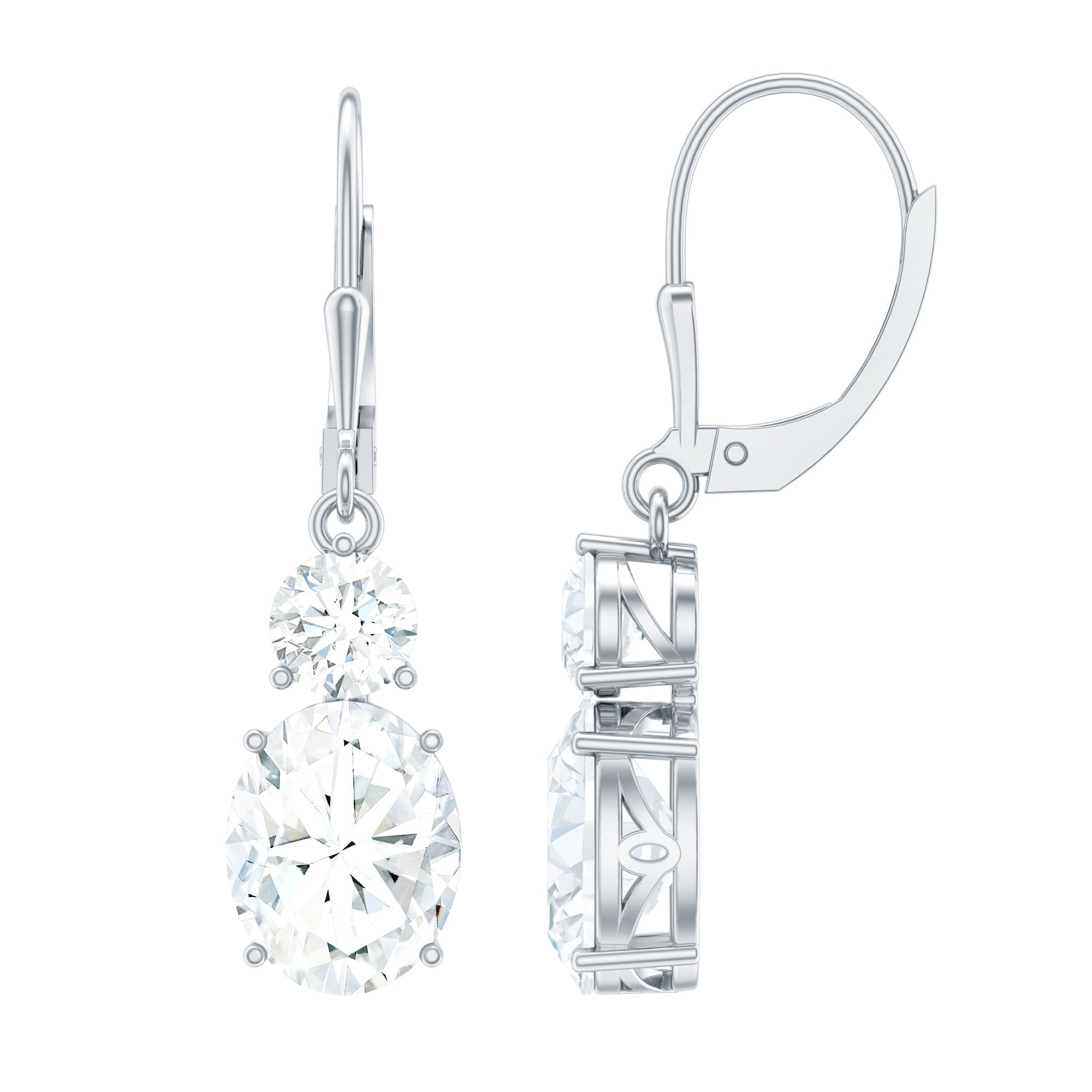 Certified Cubic Zirconia Hoop Drop Earrings with Lever Back