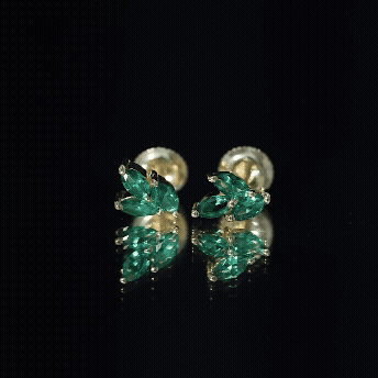 Nature Inspired Lab Created Emerald Stud Earrings in Silver