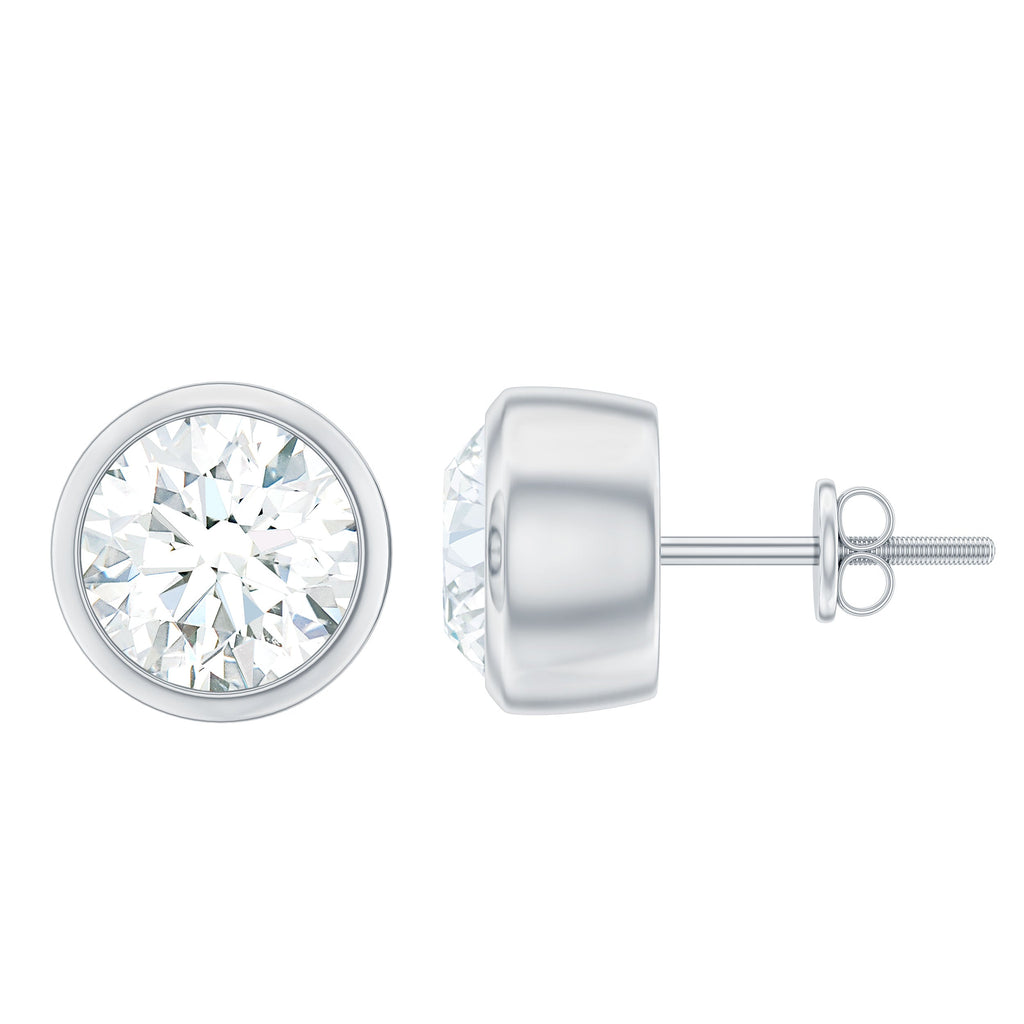 Minimalist Solitaire Moissanite Stud Earrings in Bezel Setting