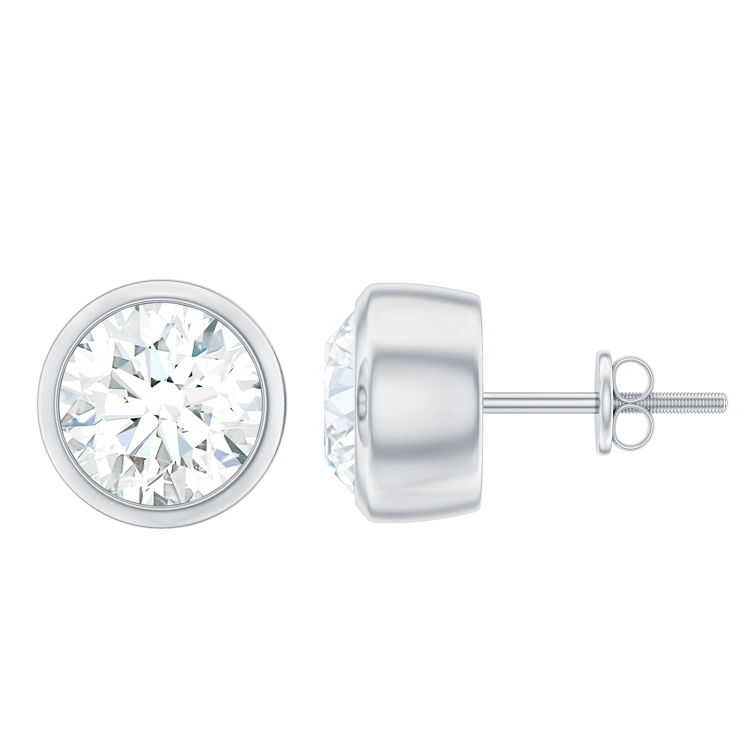 Minimalist Solitaire Moissanite Stud Earrings in Bezel Setting