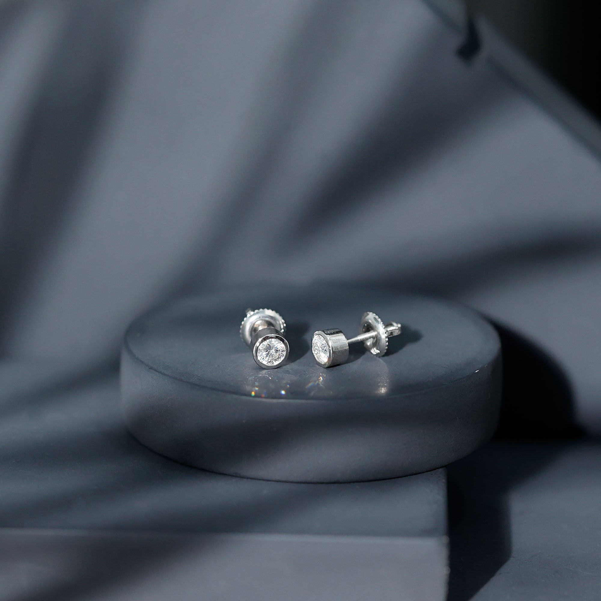 Minimalist Solitaire Moissanite Stud Earrings in Bezel Setting