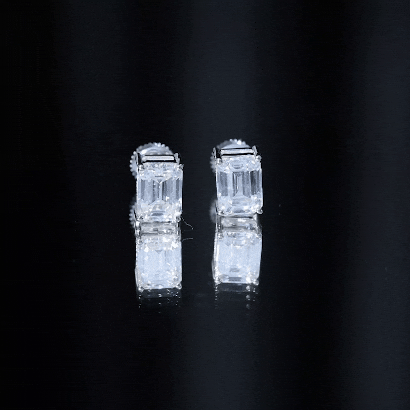 6X8MM Moissanite Emerald Cut Stud Earrings