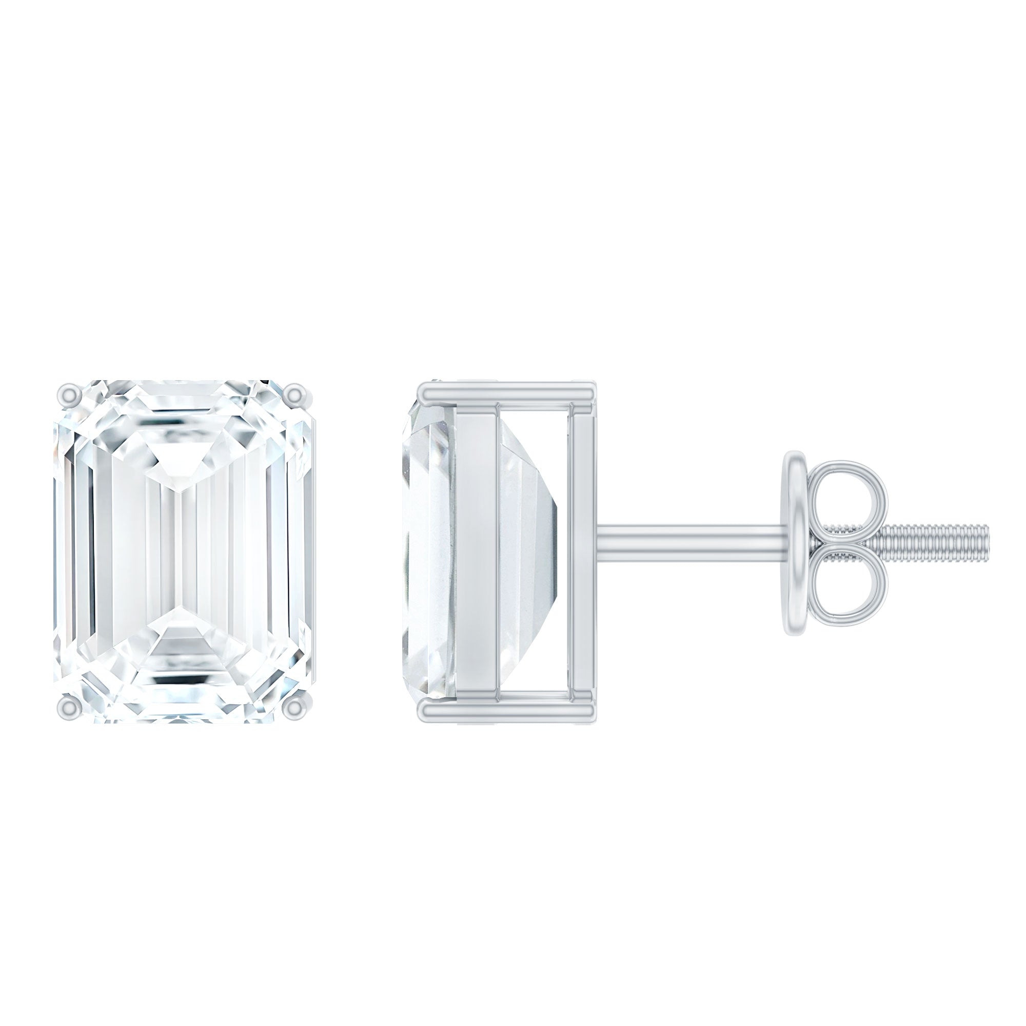 6X8MM Moissanite Emerald Cut Stud Earrings