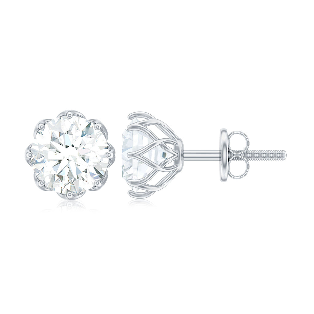 Moissanite Stud Earrings in Decorative Setting