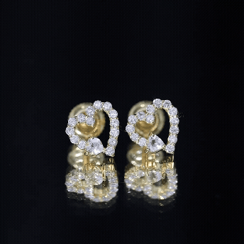 Certified Morganite and Diamond Heart Stud Earrings with Screwbacks