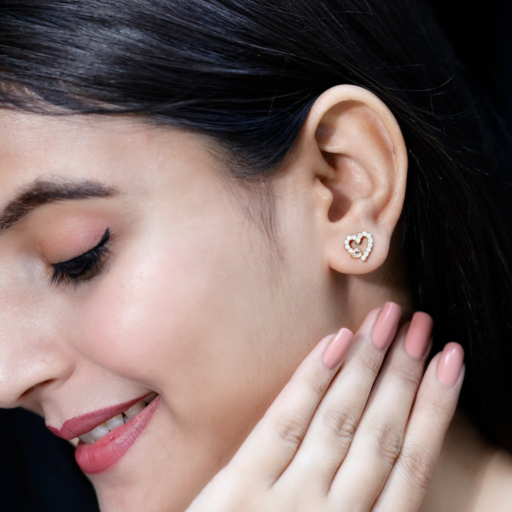 Certified Morganite and Diamond Heart Stud Earrings with Screwbacks