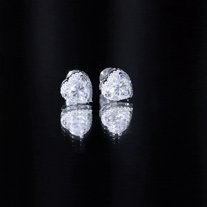 Certified 7 MM Heart Moissanite Halo Stud Earrings