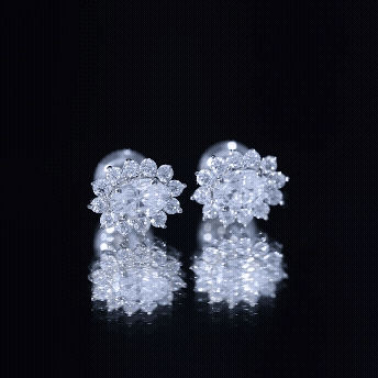 Certified 4X6 MM Oval Shaped Moissanite Halo Stud Earrings in Silver