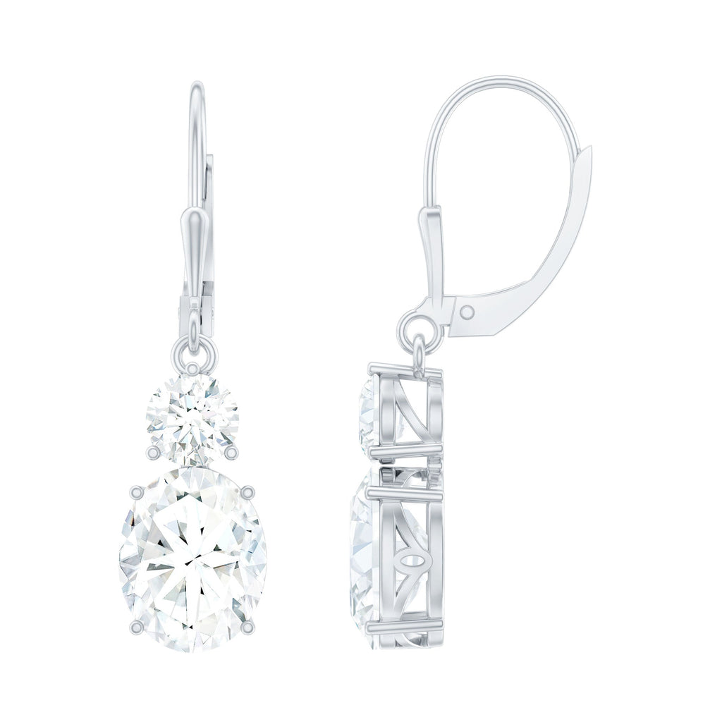 Certified Moissanite Hoop Drop Earrings in Silver
