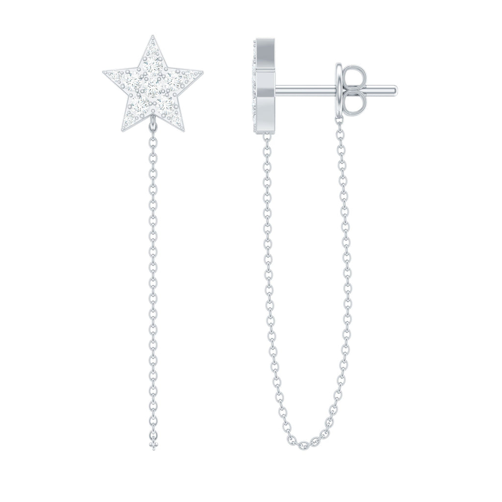 Certified Moissanite Star Chain Earrings with Screw Backs