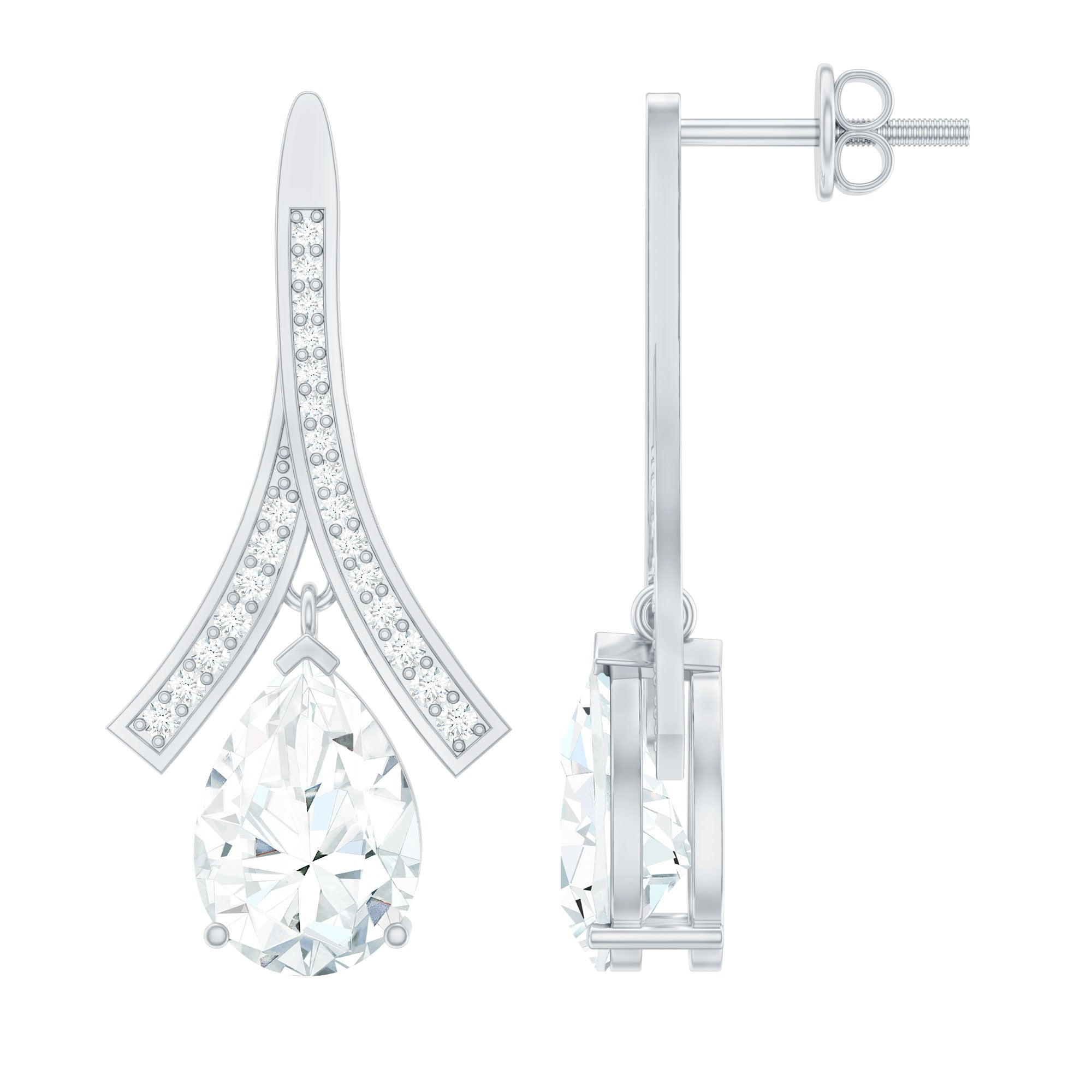 Pear Shaped 7X10 MM Moissanite Dangle Drop Earrings for Wedding