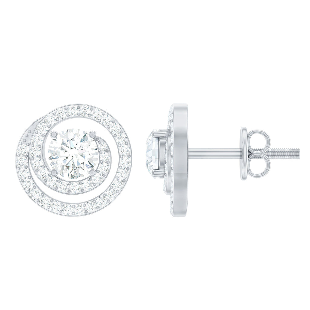 Round Moissanite Swirl Stud Earrings for Women