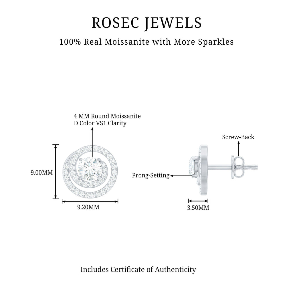 Round Moissanite Swirl Stud Earrings for Women