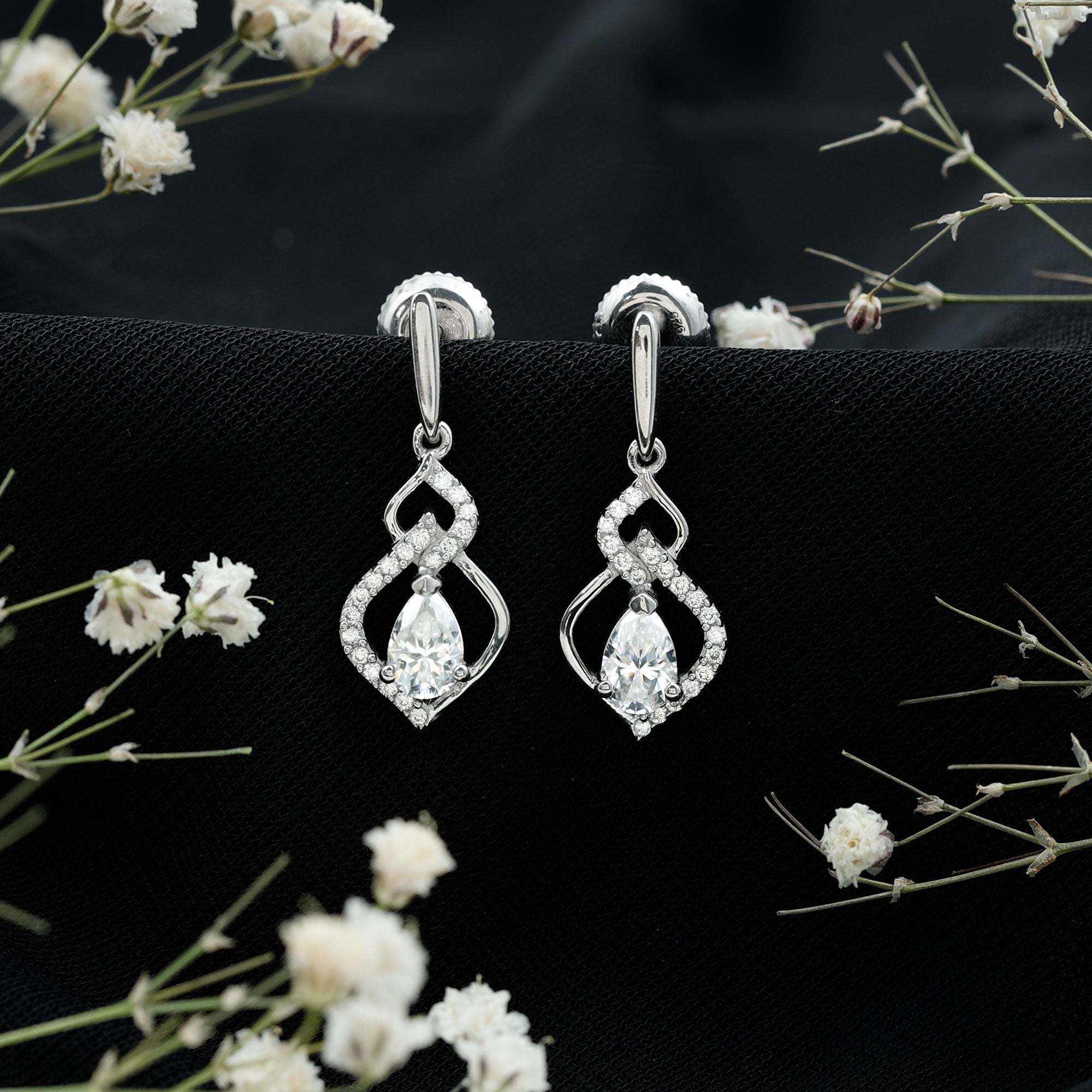 Certified Pear Shaped Moissanite Bridal Earrings for Wedding