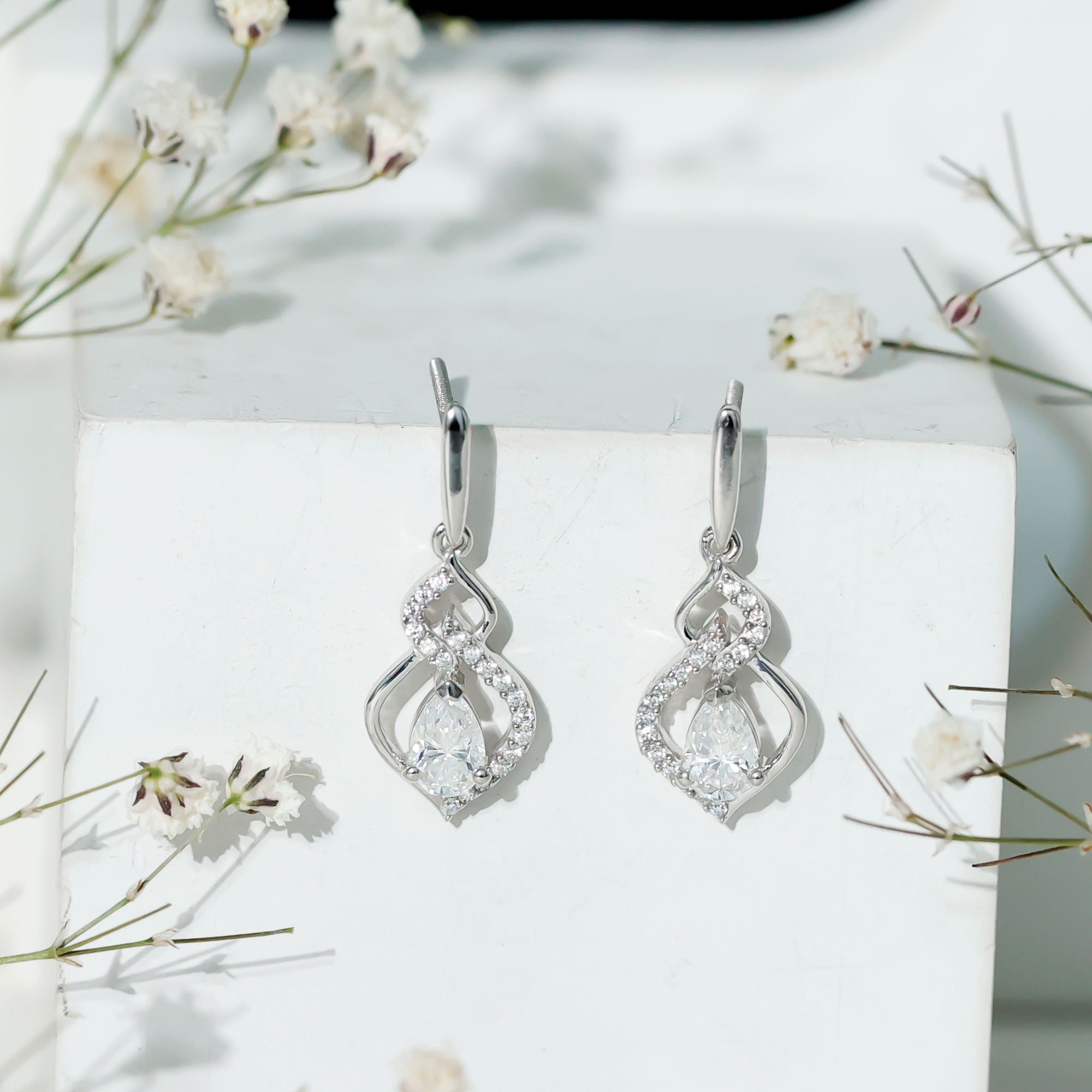 Certified Pear Shaped Moissanite Bridal Earrings for Wedding
