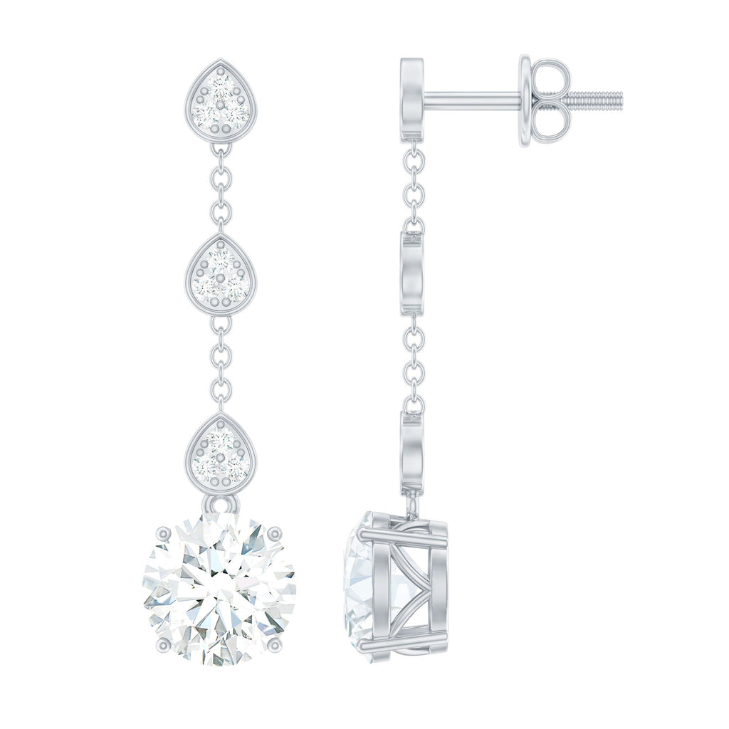 Certified Moissanite Dangling Earrings in Silver