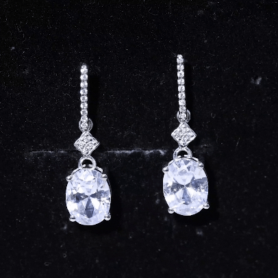 Certified Oval Shaped Moissanite Dangle Drop Earrings for Women