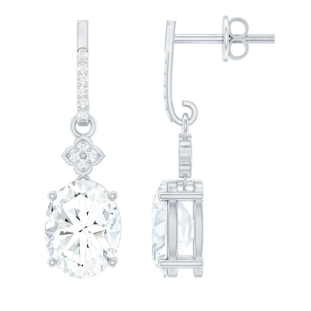 Certified Oval Shaped Moissanite Dangle Drop Earrings for Women