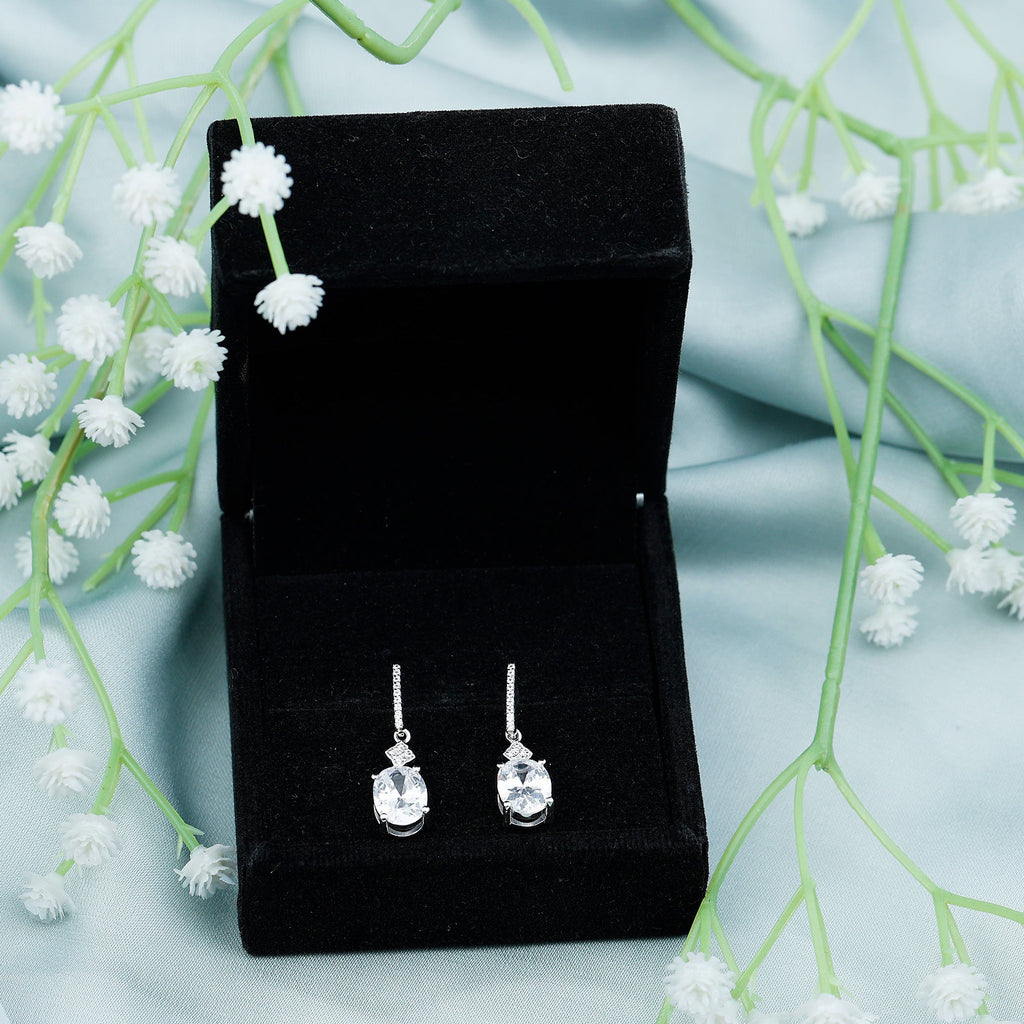 Certified Oval Shaped Moissanite Dangle Drop Earrings for Women