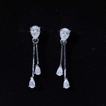Certified Moissanite Bar Dangle Earrings With Screw on Back