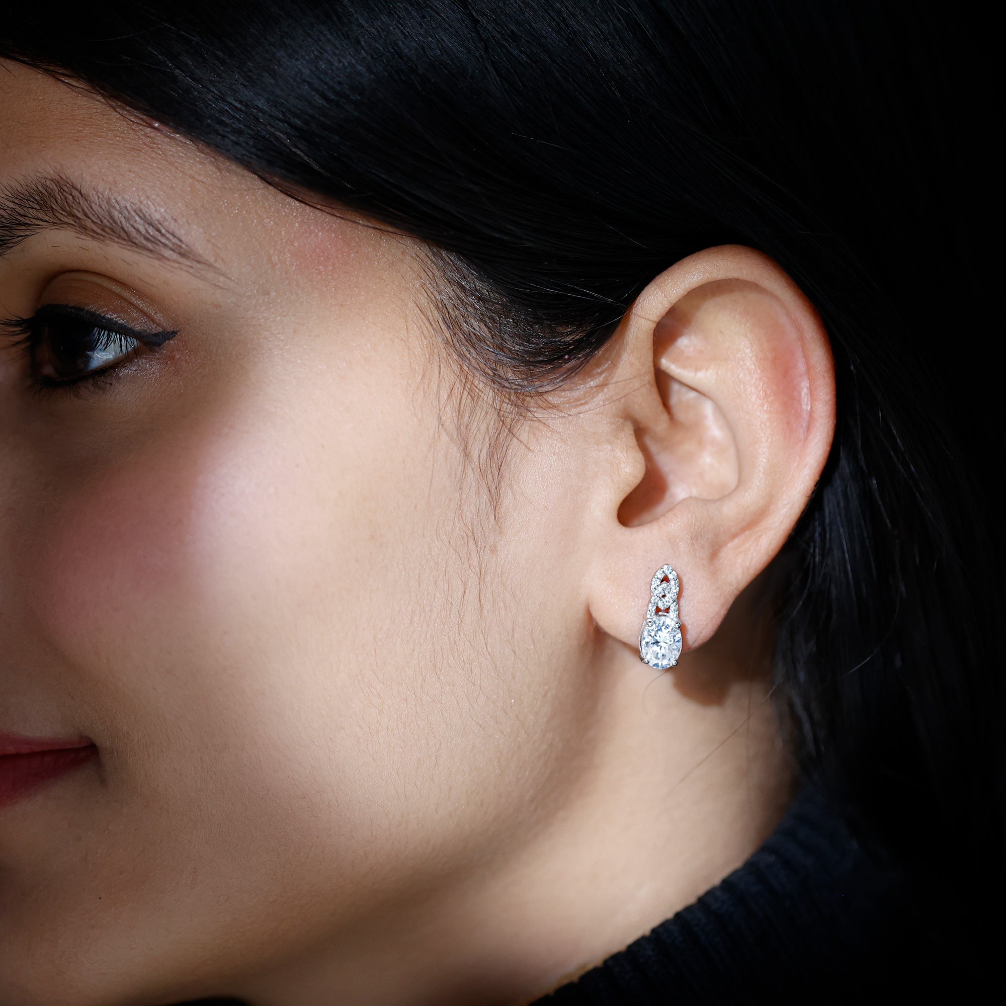 Certified 6X8 MM Oval Moissanite Drop Earrings with Screw Back