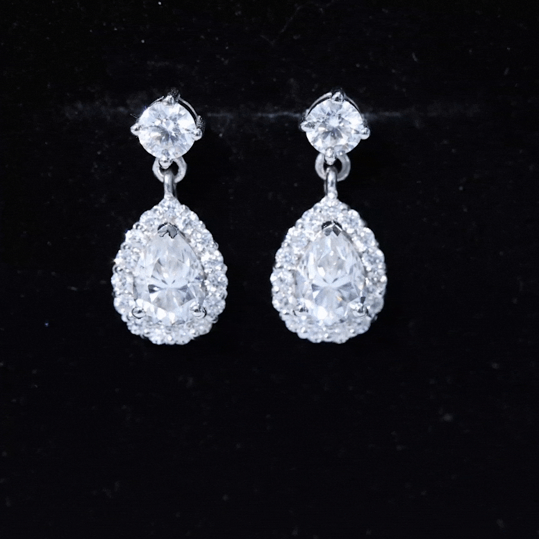 2.50 CT Moissanite Silver Teardrop Bridal Dangle Earrings in Prong Setting