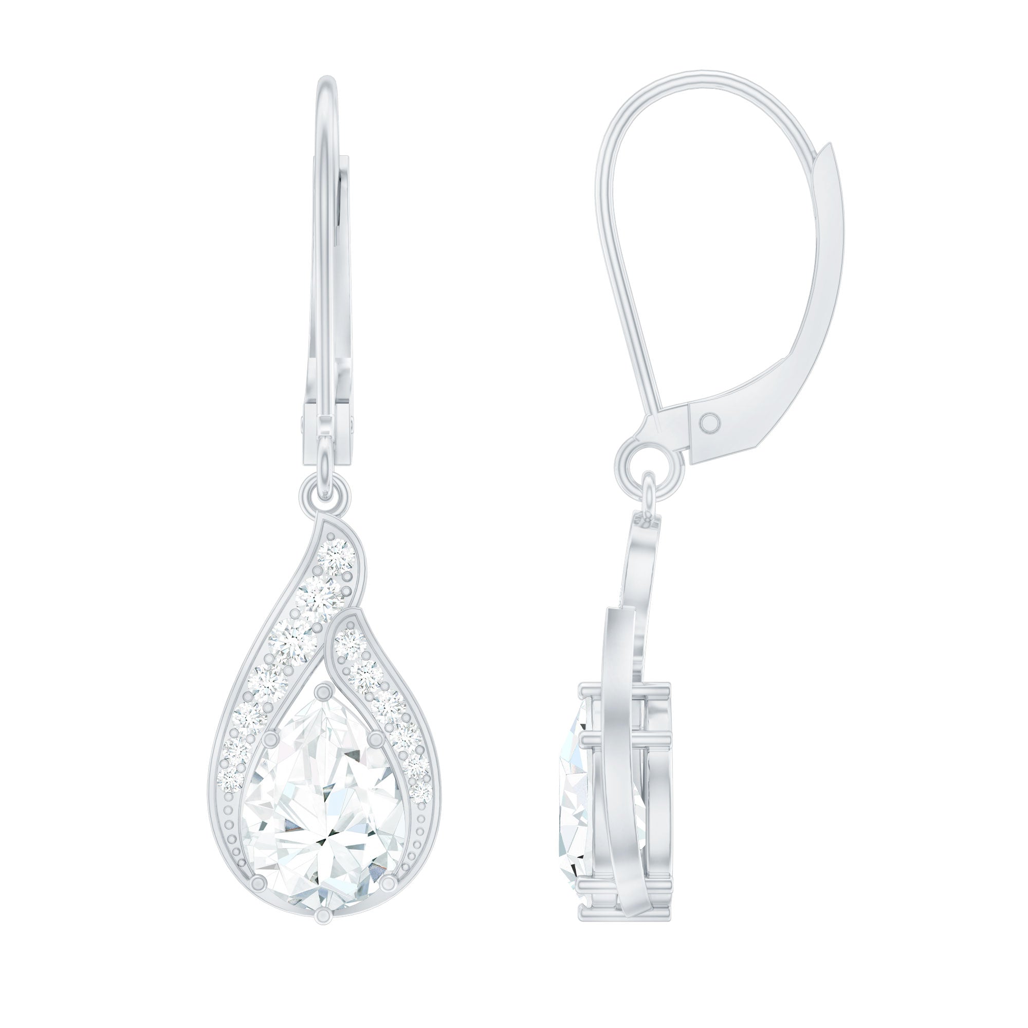 Certified Moissanite Teardrop Bridal Earrings with Leverback