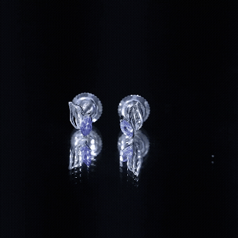 Genuine Tanzanite Leaf Stud Earrings with Screw on Back