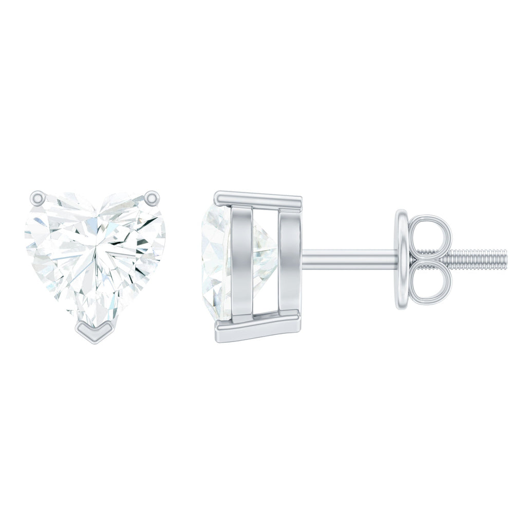 Lab Grown Diamond Heart Stud Earrings in 14K Gold Plated Silver